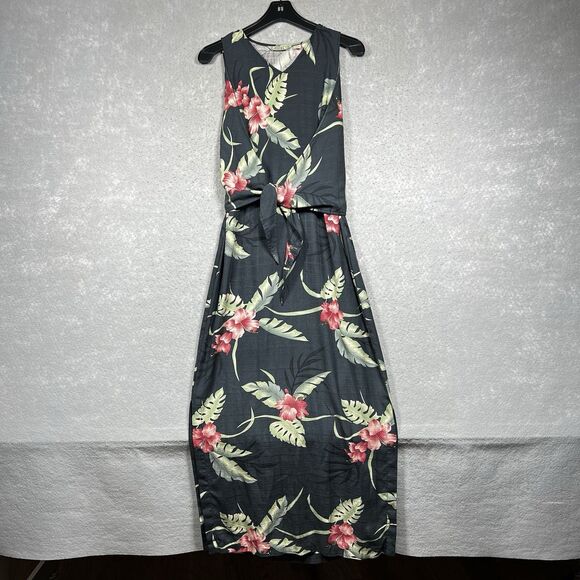 Tommy Bahama Dress Womens 10 Floral Maxi Silk Wrap Tie V-Neck Back Zip Floral - Picture 1 of 12